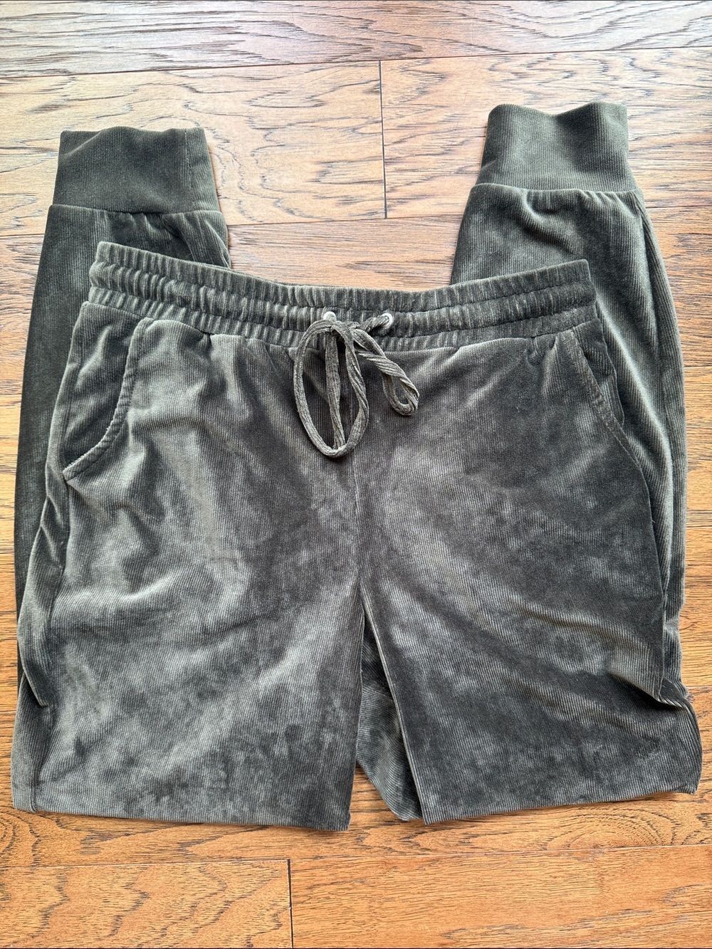 Hippie Rose Olive Green Velour Drawstring Pants